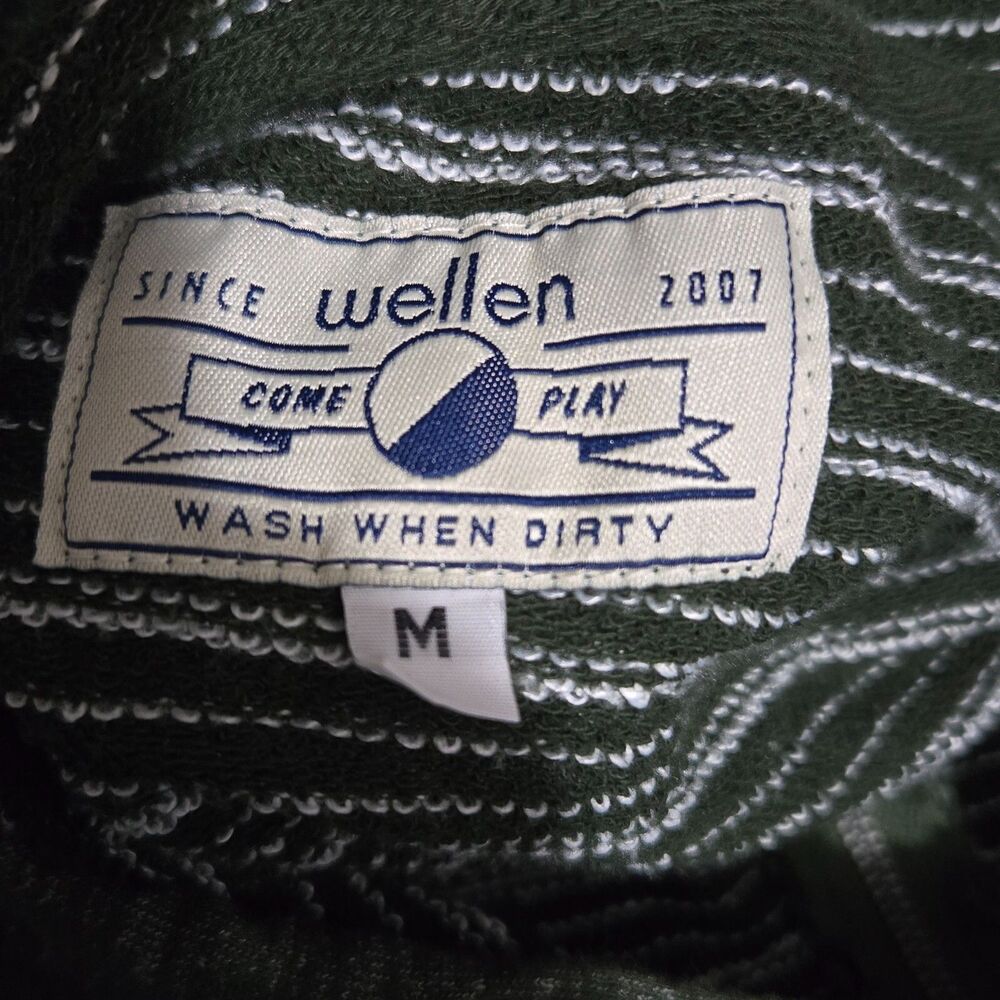 Wellen Full Zip Hoodie Mens Medium Green Heathered Terry Logo Sweatshirt Jacket - Picture 8 of 10
